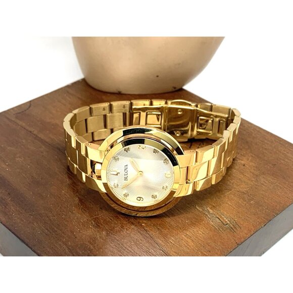 Bulova Women's Watch 97P125 Quartz Silver Dial Diamond Gold Stainless Steel 35mm - Picture 7 of 13